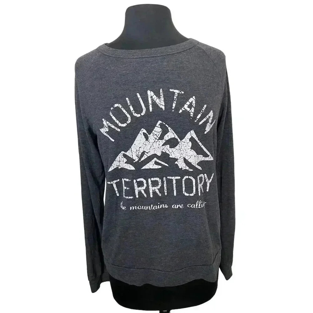 Pj Salvage Anthropologie Gray Crewneck Pullover Size S Graphic Casual 2135